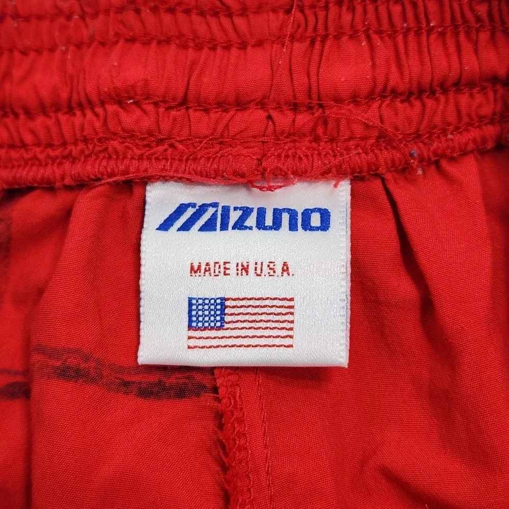 Vintage Mizuno Volleyball Shorts Mens XL Red Supplex Nylon Graphic 90s USA Made